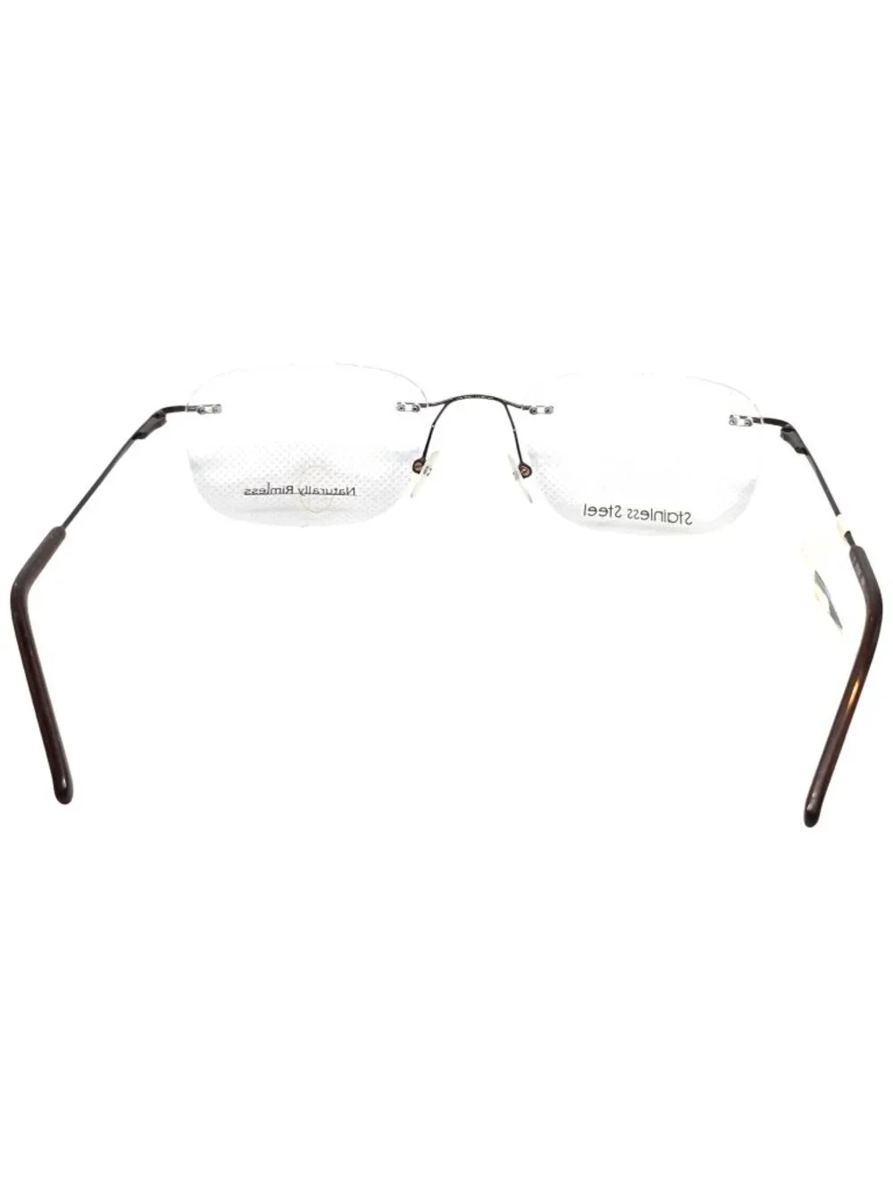 Naturally Rimless Eyeglass Frames Stainless Steel Brown 53-20-145 NR356